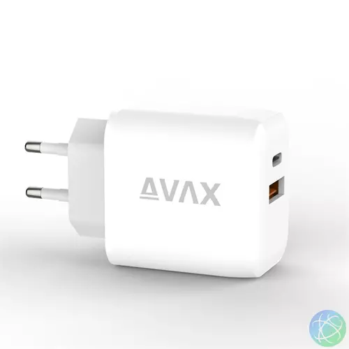 AVAX CH631W FIVEY+ 25W GaN USB A (QC)+Type C (PD) fehér hálózati gyorstöltő