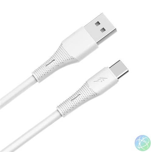 AVAX CB3301 18W USB-A – USB-C gyorstöltő szilikon kábel, 1.5 m, fehér