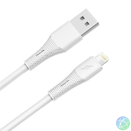 AVAX CB3304 USB-A – Lightning szilikon töltőkábel, 1.5 m, fehér