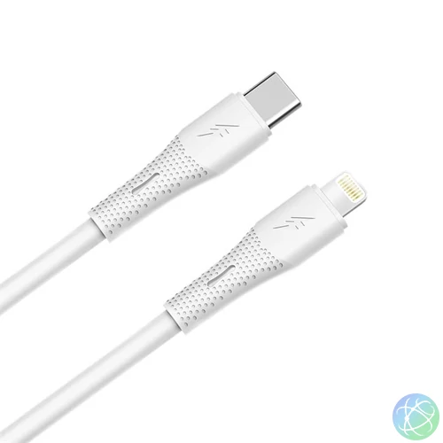 AVAX CB3310 27W USB-C – Lightning gyorstöltő szilikon kábel, 1.5 m, fehér