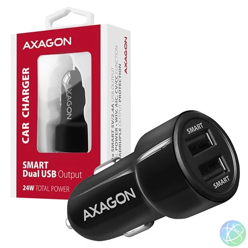Axagon PWC-5V5 2.4A + 2.4A fekete autós töltő