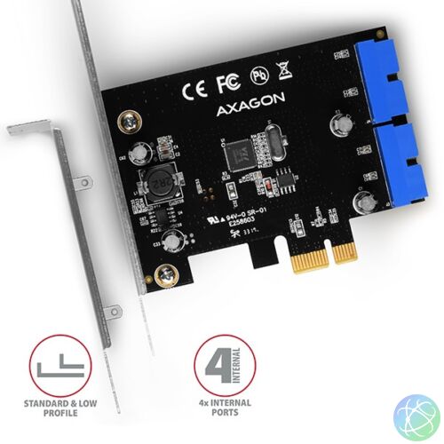 Axagon PCEU-034VL 4 db belső USB3.2 portos 1 sávos PCI-Express kártya