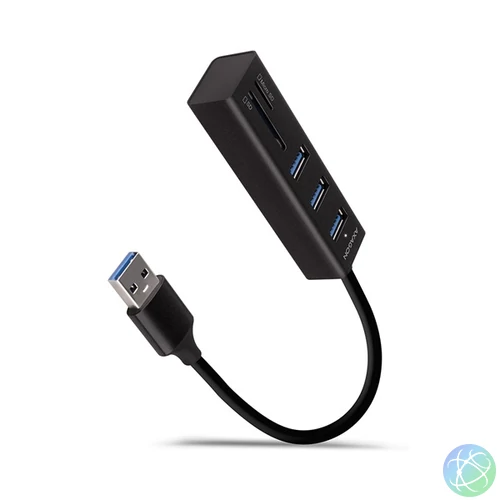Axagon HMA-CR3A 3 portos USB3.2. Gen 2 fekete HUB kártyaolvasóval