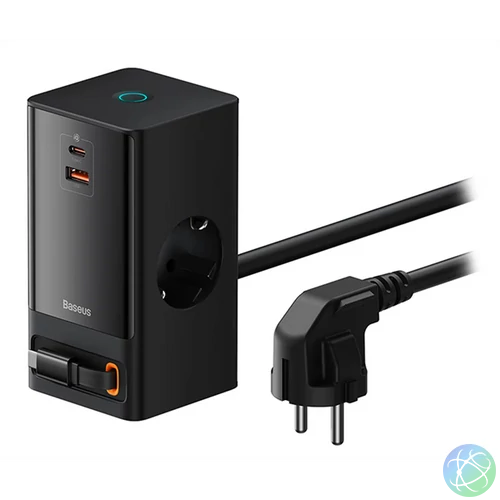 Baseus PSLR000301 PowerCombo 65W fekete hálózati töltő és elosztó