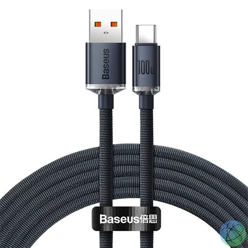 Baseus Crystal Shine Series USB-C kábel CAJY000401, 100W, 1.2m, fekete