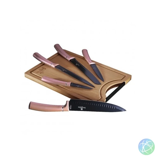 Berlinger Haus BH/2554A bambusz vágódeszkával, pink 6 részes késkészlet