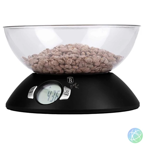 Berlinger Haus BH/9618 5 kg kapacitású matt fekete tálas konyhai mérleg