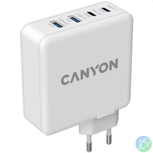 Canyon CND-CHA100W01 GaN PD 100W QC 3.0 30W fehér hálózati adapter