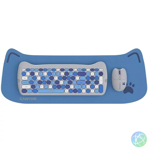 Canyon HSET-W6 HU Kitty Edition kék vezeték nélküli billentyűzet és egér