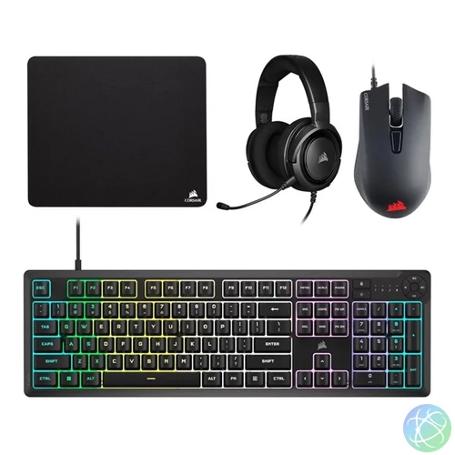 Corsair CH-9226F65-NA 4in1 vezetékes fekete gamer billentyűzet + egér + fejhallgató + egérpad