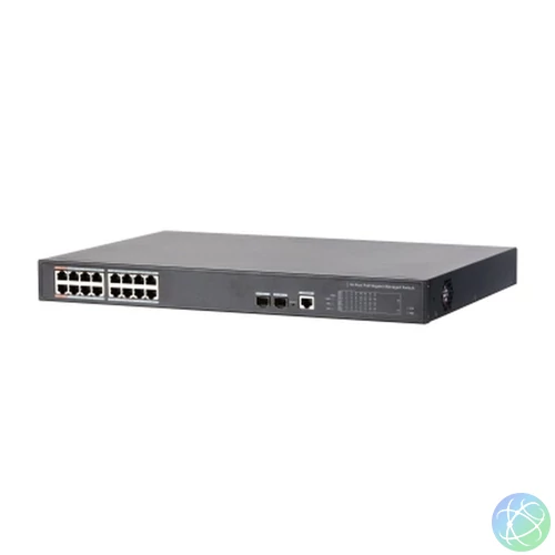 Dahua PFS4218-16GT-240 2x100/1000 (HighPoE/PoE+/PoE)+14x 100/1000 (PoE)+2x SFP uplink 240W menedzselhető PoE switch
