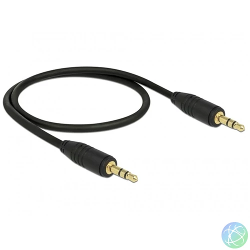 Delock 83742 sztereó jack kábel 3,5mm 3 pin apa > apa 0,5m fekete kábel