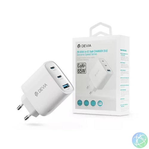 Devia ST111615 Extreme Speed Series 65W 2xUSB C/USB fehér hálózati adapter
