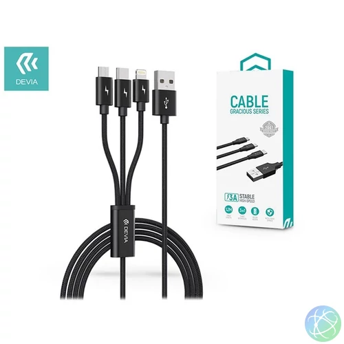 Devia ST337086 fekete 3in1 adat- és töltőkábel