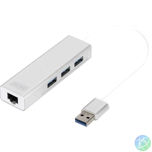 DIGITUS USB 3.0 Gigabit Ethernet adapter + 3 portos USB HUB
