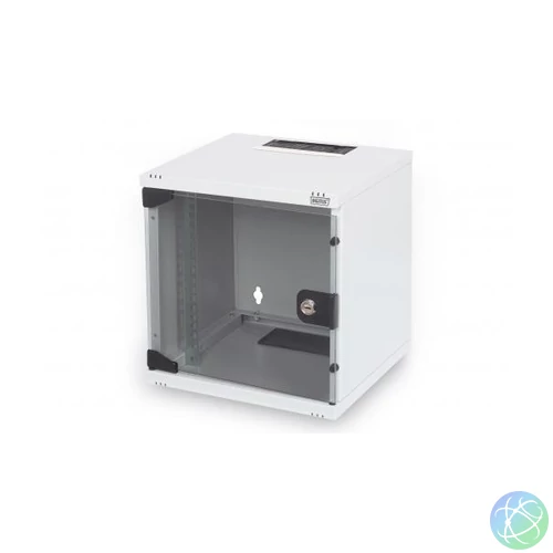 DIGITUS 10" 6U 330x312x300mm üvegajtós szürke fali rack szekrény