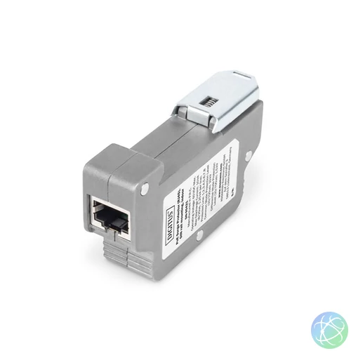 DIGITUS DN-95421 DIN sínes PoE túlfeszültségvédő RJ45 szürke