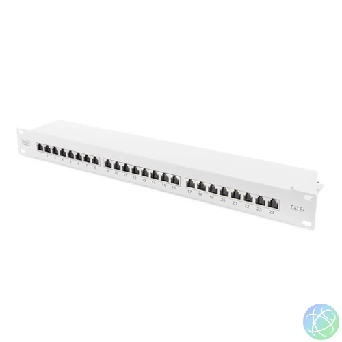 DIGITUS 19" 1U 24port Cat.6A kompakt szürke árnyékolt Patch Panel