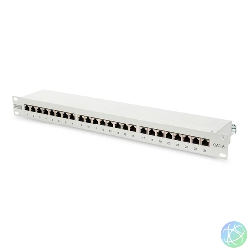 DIGITUS 19" 1U 24port Cat.6 kompakt szürke árnyékolt Patch Panel
