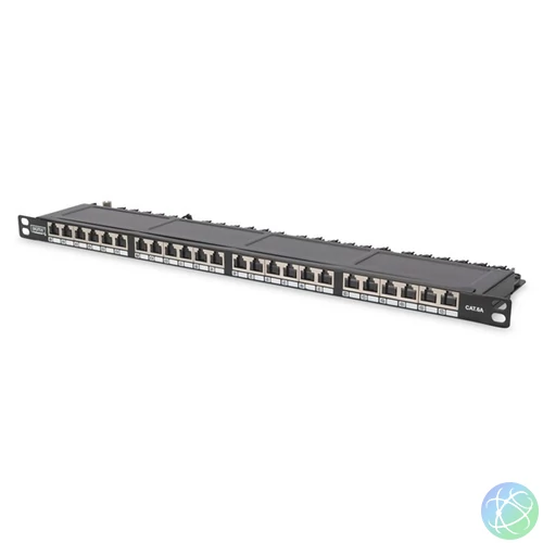 DIGITUS CAT6 HD 24port 19" 0,5U kompakt fekete árnyékolt Patch Panel