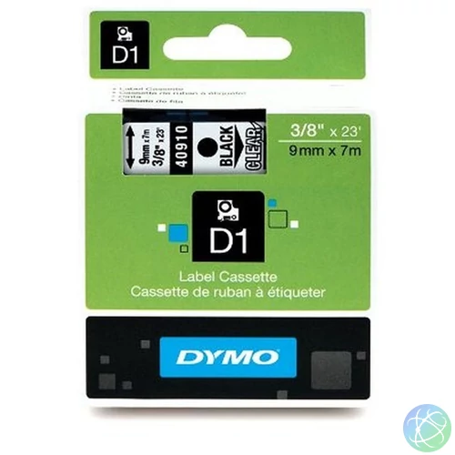 Dymo D1 9mmx7m fekete/áttetsző feliratozógép szalag