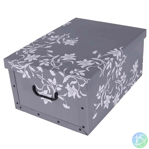 Miss Space Maxi 51x37x24 cm szürke barokk virágok tárolódoboz