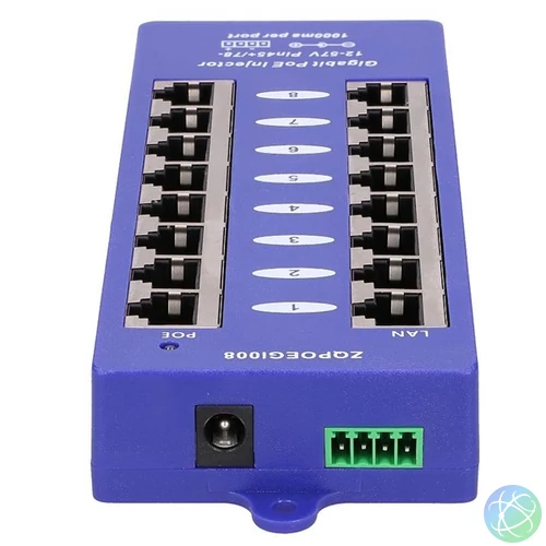 MaxLink 8 Port Gigabit 12V~57V DC PoE Injector