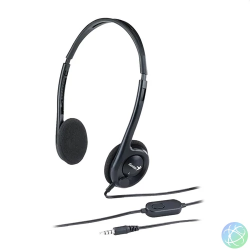 Genius HS-200C dual jack fekete headset + single jack átalakító