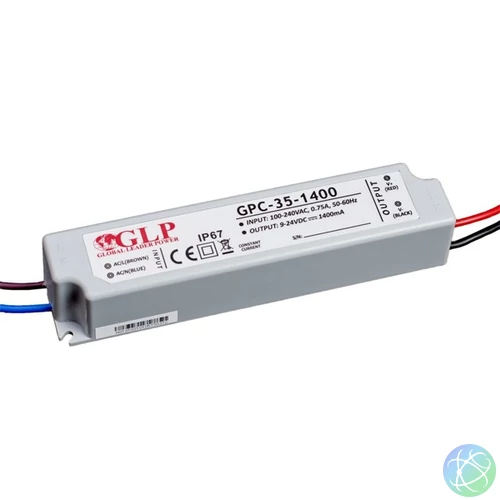GLP GPCP-35-1400 33.6W 12~24V 1400mA IP67 LED tápegység