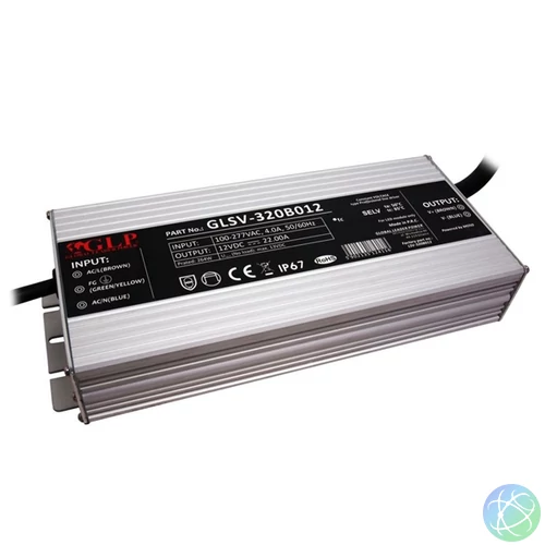 GLP GLSV-320B012 12V/21.66A 264W IP67 LED tápegység