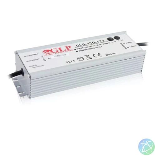 GLP GLG-150-12A 12V/12.5A 150W IP67 PFC szűrős LED tápegység