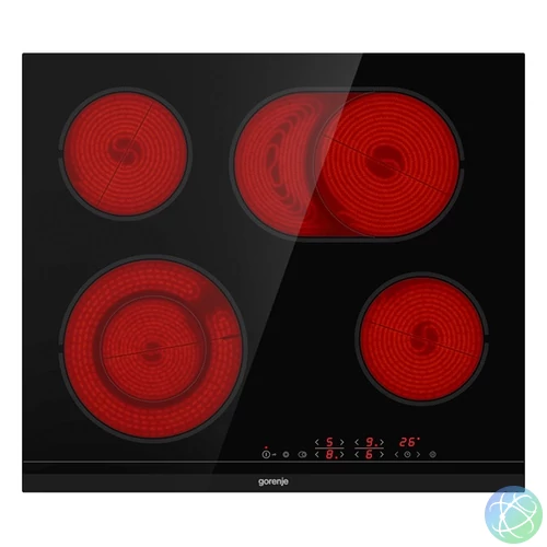 Gorenje ECT643BCSC fekete, beépíthető, elektromos üvegkerámia, főzőzóna: 4, beépíthető méret: 56cm, főzőlap