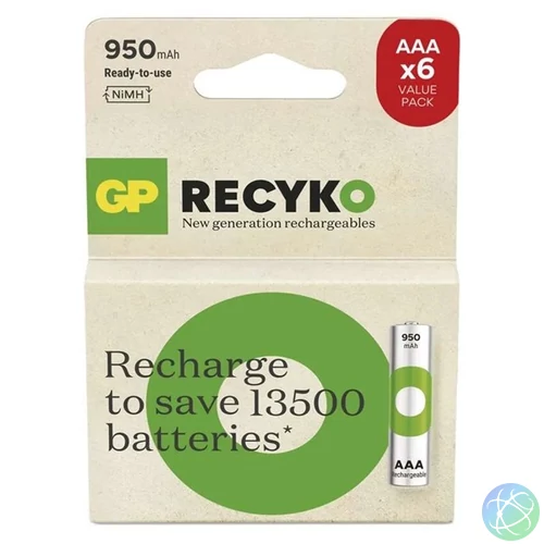 GP ReCyko NiMH Akkumulátor HR03 (AAA) 950mAh 6db