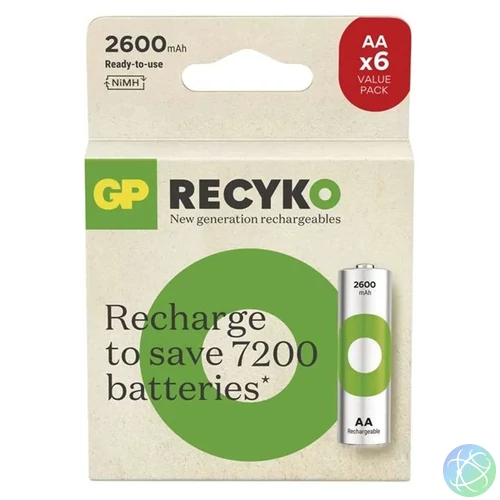 GP ReCyko NiMH Akkumulátor HR6 (AA) 2600mAh 6db