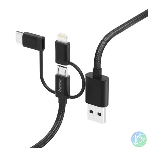 Hama 201536 FIC E3 3in1 micro USB / Type-C / Lightning 1,5m adatkábel