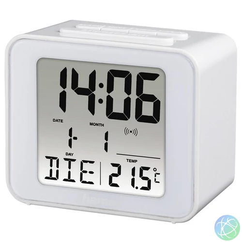 Hama 00186305 "Cube" fehér rádióvezérelt ébresztőóra