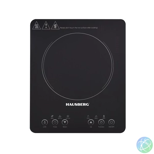 Hausberg HB-1525NG 2000W-os fekete elektromos egylapos indukciós főzőlap érintésvezérléssel