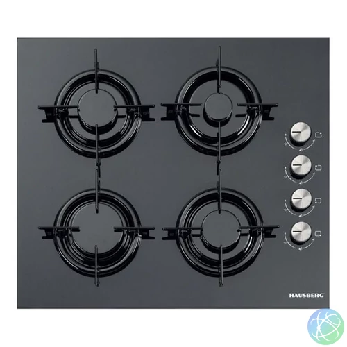 Hausberg HB-563NG fekete, beépíthető, gáz,üvegfelületű, főzőzóna:4,főzőlap