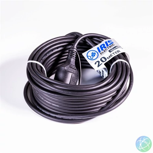 IRIS Electric IEEC-20M-16A/250V Kültéri hosszabbító 20 méteres 16A/250V, H05RR-F, IP44, fekete