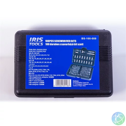 IRIS TOOLS BS-100-009 100 darabos csavarhúzó bit szett