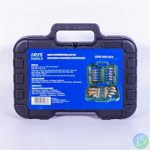 IRIS TOOLS SDB-058-024 58 darabos csavarhúzó és bit készlet