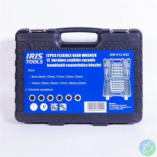 IRIS TOOLS GW-012-032 12 darabos csuklós racsnis kombinált csavarkulcs készlet