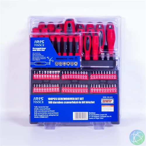 IRIS TOOLS SDB-100-025 100 darabos csavarhúzó és bit készlet