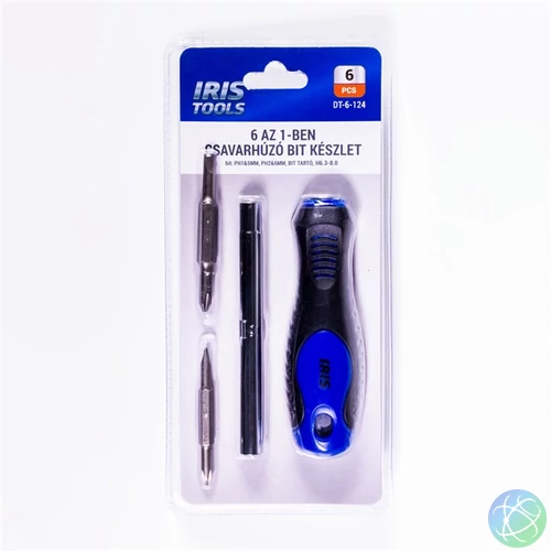 IRIS TOOLS DT-6-124 6 az 1-ben csavarhúzó bit készlet