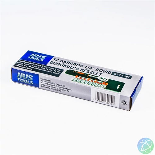 IRIS TOOLS DT-12-101 12 darabos 1/4" rövid dugókulcs készlet