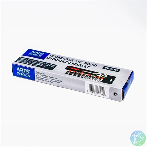 IRIS TOOLS DT-12-102 12 darabos 1/2" rövid dugókulcs készlet
