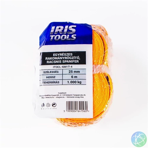 IRIS TOOLS ITOCL-6M1T-4 rakományrögzítő, egyrészes racsnis spanifer, 1.000 kg, 6 m, 25 mm