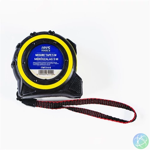 IRIS TOOLS ITMT316-B Mérőszalag, 5 méter hosszú, 19mm széles szalag, gumiborítású ház
