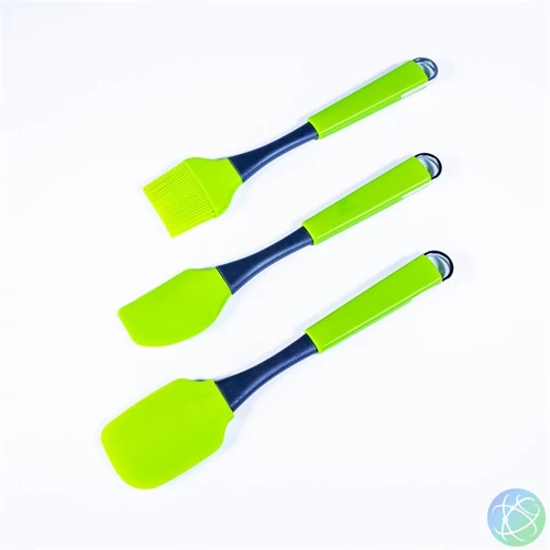IRIS KT-231-G szilikon 3 darabos szett, sütőecset és spatulák, zöld