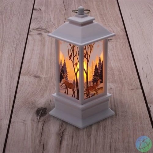 Iris Karácsonyi jávorszarvas mintás 13x5,3x5,3cm LED-es fehér lámpás